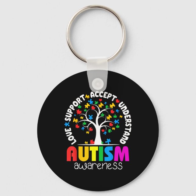 Autism Shirt Love Accept Support Autistic Autism A Key Ring (Front)