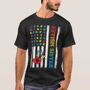 Autism Sister American Flag Autism Awareness 1 T-Shirt
