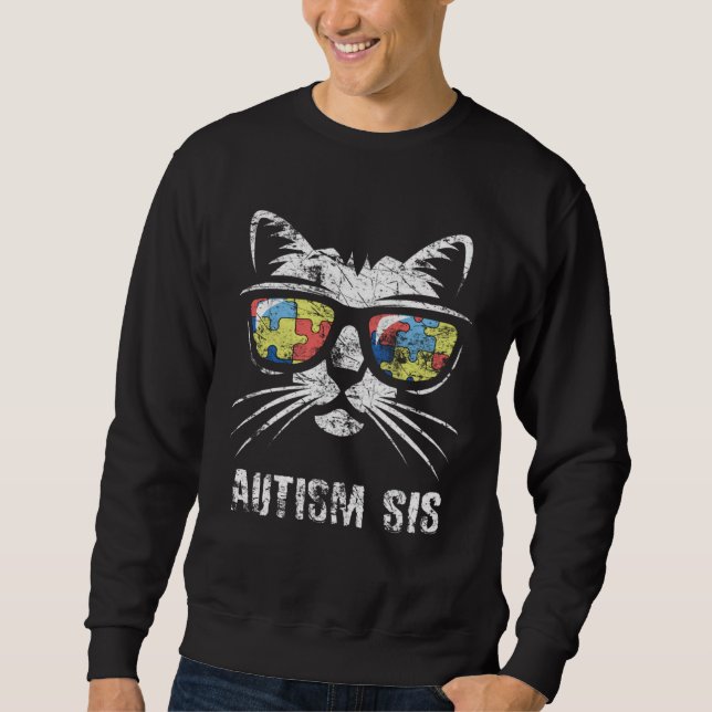 Autism Sister Autism Awareness Month Support Accep Sweatshirt (Front)