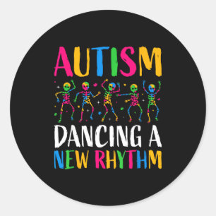 Autism Skeleton Dancing Rhythm Autism Classic Round Sticker