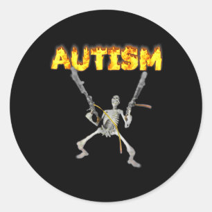 Autism Skeleton Funny Oddly Specific Dank Meme 1 Classic Round Sticker