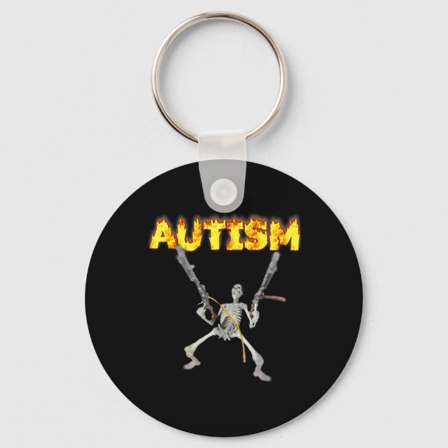 Autism Skeleton Funny Oddly Specific Dank Meme 1  Key Ring (Front)