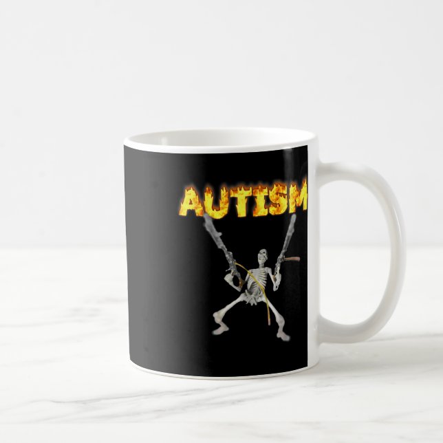Autism Skeleton Funny Oddly Specific Dank Meme 3  Coffee Mug (Right)