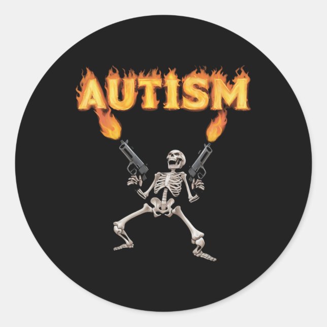 Autism Skeleton Funny Oddly Specific Dank Meme  Classic Round Sticker (Front)