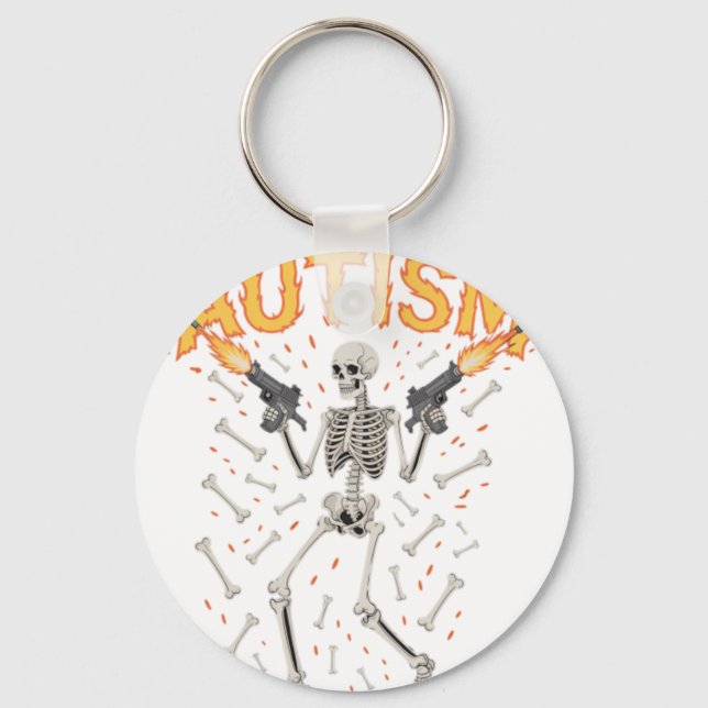Autism Skeleton Funny Oddly Specific Meme Autistic Key Ring (Front)