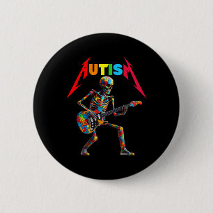 Autism Skeleton Guitar Rock Music Lover Autism Awa 6 Cm Round Badge