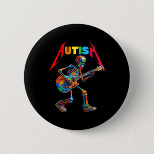 Autism Skeleton Guitar Rock Puzzle Music Autism Aw 6 Cm Round Badge