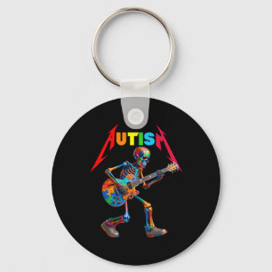 Autism Skeleton Guitar Rock Puzzle Music Autism Aw Key Ring