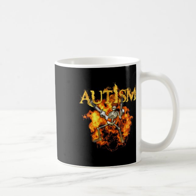 Autism Skeleton Guns Funny Fire Bones Spooky  Coffee Mug (Right)