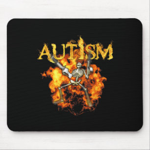 Autism Skeleton Guns Funny Fire Bones Spooky Mouse Pad