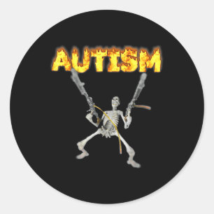 Autism Skeleton Meme Classic Round Sticker