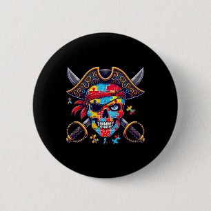 Autism Skeleton Pirate Skull Halloween Mens Womens 6 Cm Round Badge