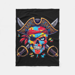 Autism Skeleton Pirate Skull Halloween Mens Womens Fleece Blanket