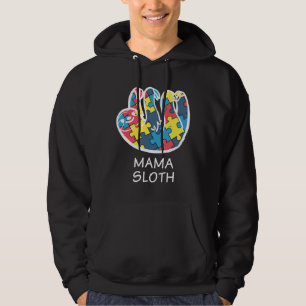 Autism Sloth Mama Autism Awareness Support Hoodie