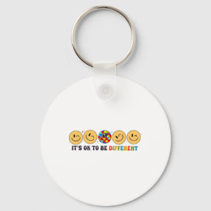 Autism Smile Face It's Ok To Be Different Funny Au Key Ring