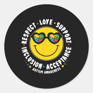 Autism Smile Face Men Women Boys Girls Kids Autism Classic Round Sticker