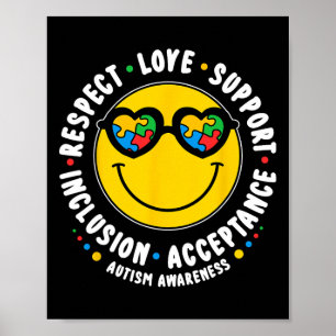 Autism Smile Face Men Women Boys Girls Kids Autism Poster