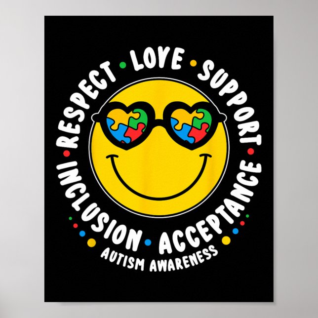 Autism Smile Face Men Women Boys Girls Kids Autism Poster (Front)