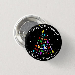 Autism Snowflake Christmas Tree 3 Cm Round Badge