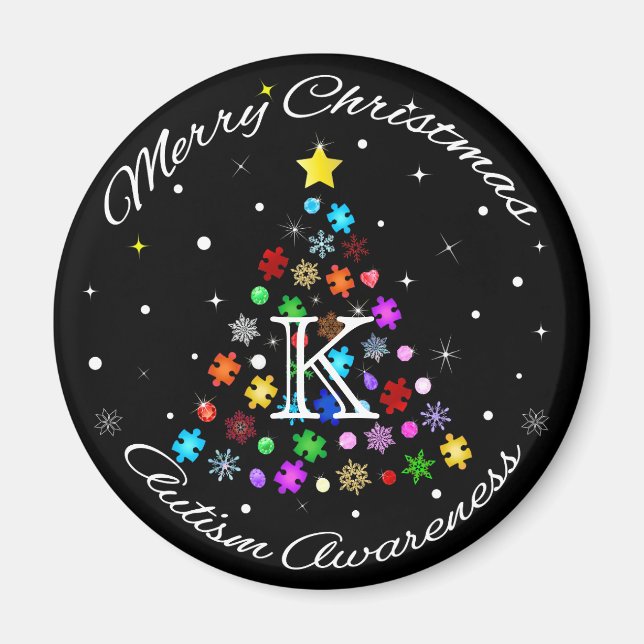 Autism Snowflake Christmas Tree Magnet (Front)