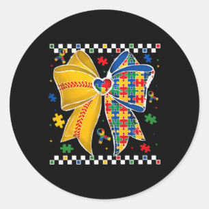 Autism Softll Coquette Bow Autism Awareness Mother Classic Round Sticker