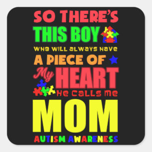 AUTISM SON Autism Awareness Gift Autistic Kids Square Sticker