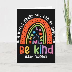 Autism Son Child Daughter Mum Be Kind Rainbow Card