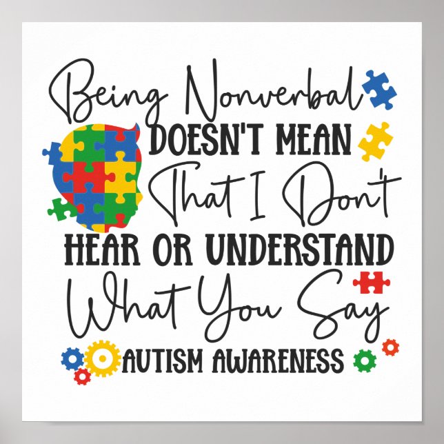 Autism Son Child Daughter Nonverbal Doesn't Mean Poster (Front)