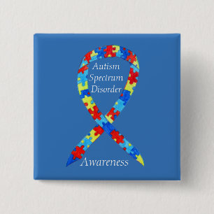 Autism Spectrum Disorder Custom Puzzle Ribbon Pins