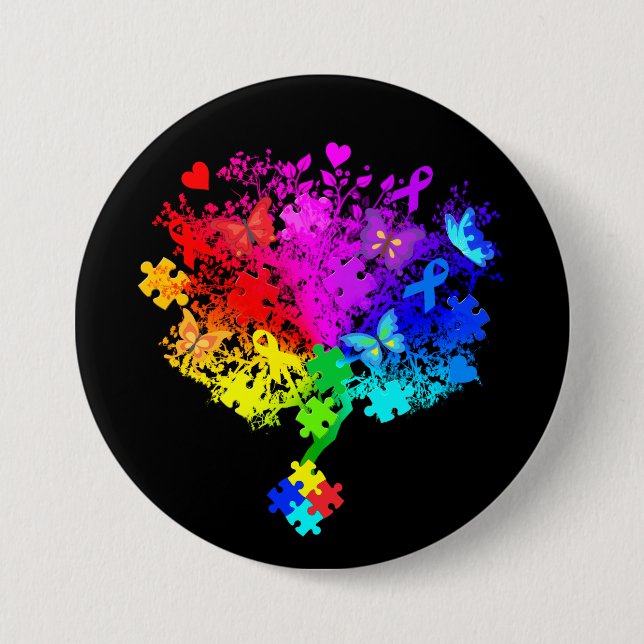 Autism Spectrum Tree 7.5 Cm Round Badge (Front)