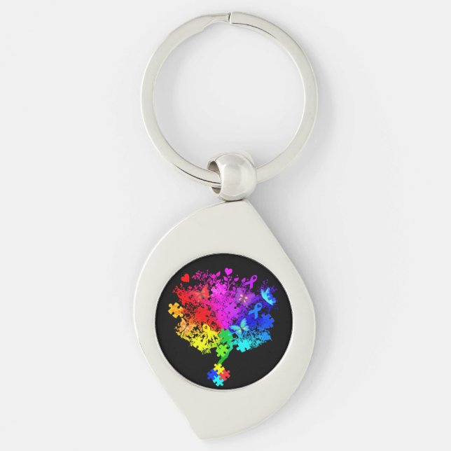 Autism Spectrum Tree Key Ring (Front)