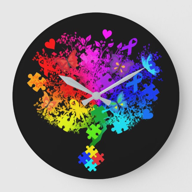 Autism Spectrum Tree Large Clock (Front)