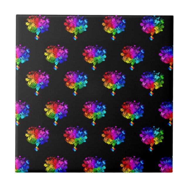 Autism Spectrum Trees Ceramic Tile (Front)