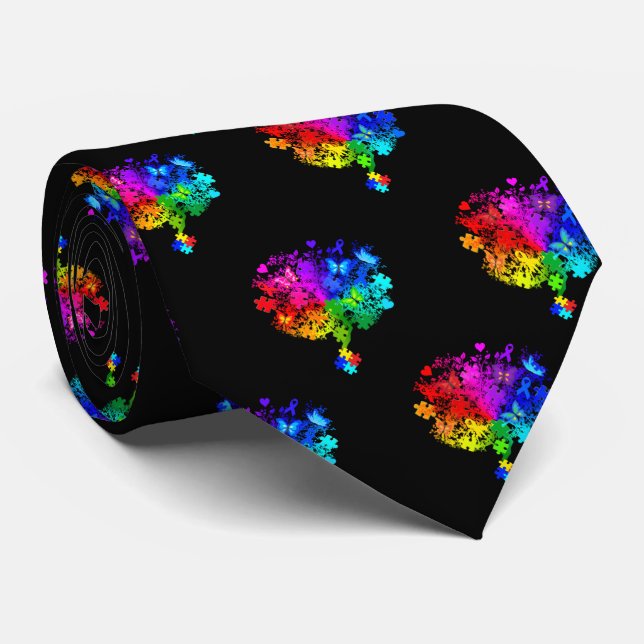 Autism Spectrum Trees Tie (Rolled)