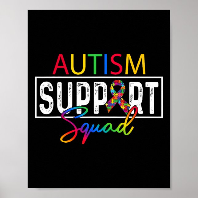 Autism Squad Awareness Autism Support Team Group F Poster (Front)