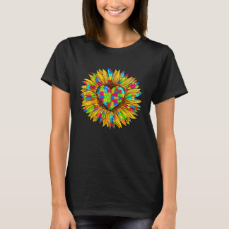 Autism Sunflower Autism Awareness Month Support Mo T-Shirt