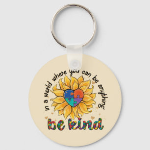 Autism Sunflower Be Kind Key Ring