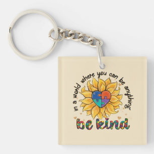 Autism Sunflower Be Kind Key Ring