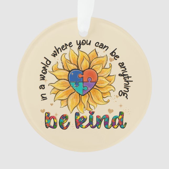 Autism Sunflower Be Kind  Ornament (Front)