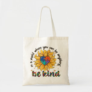 Autism Sunflower Be Kind Tote Bag