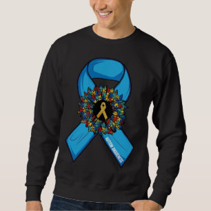 Autism Sunflower Blue Ribbon In April We Wear Blue Sweatshirt