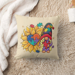 Autism Sunflower Gnome Cushion