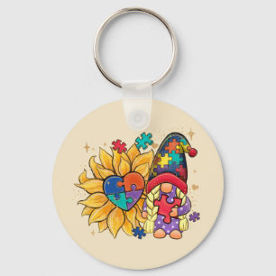 Autism Sunflower Gnome Key Ring
