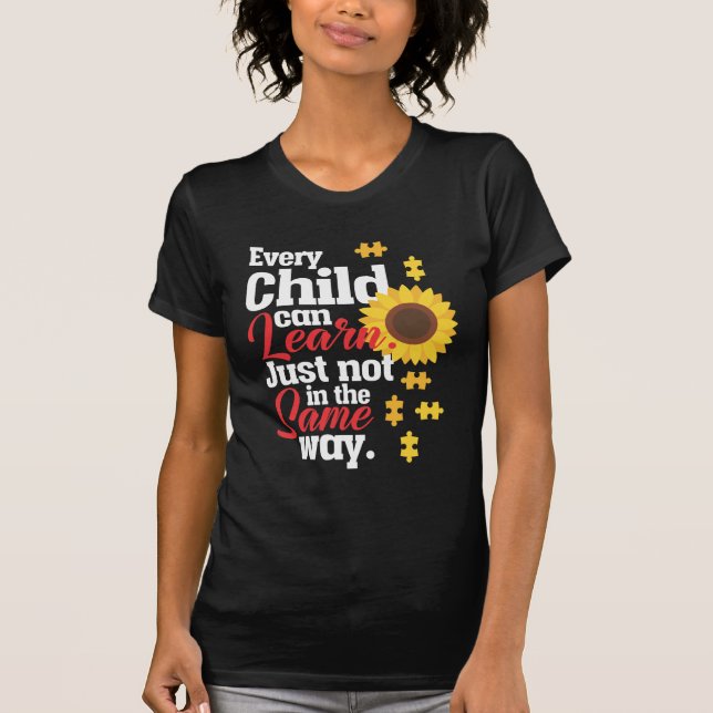 Autism Sunflower Special Education Teacher T-Shirt (Front)