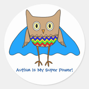 Autism Super Hero Autism Colours Owl Zig Zags Classic Round Sticker
