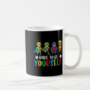 Autism superheroes dare to be awareness kids youth coffee mug