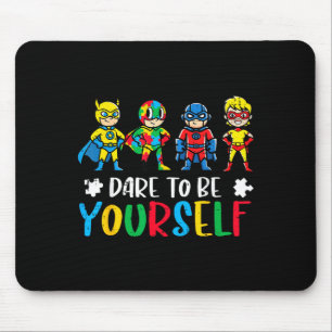 Autism superheroes dare to be awareness kids youth mouse pad