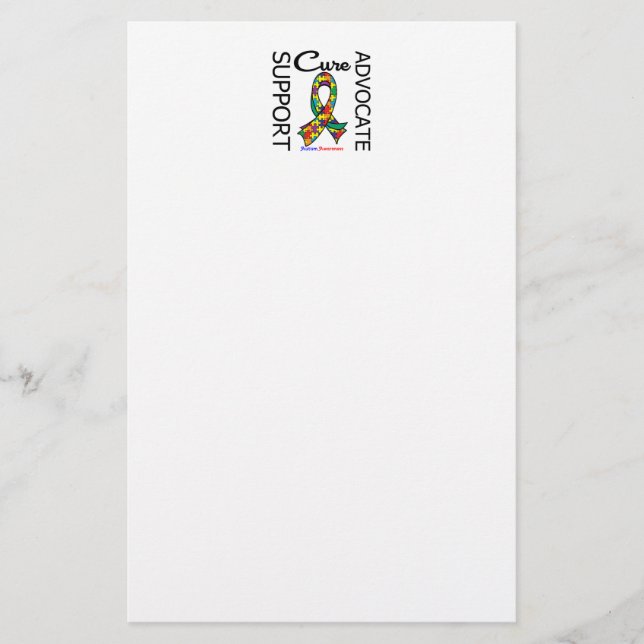 Autism Support Advocate Cure Stationery (Front)