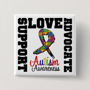 Autism Support Advocate Love 15 Cm Square Badge
