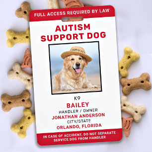 Autism Support Personalised Service Dog Photo ID Badge